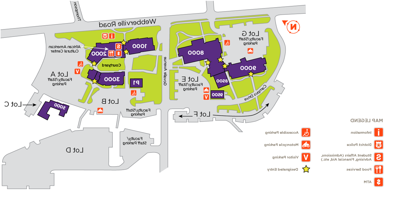 An interactive map of the ACC Eastview校园.